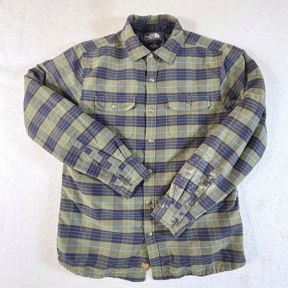 The North Face Shirt Jacket Mens Medium Quilted Insulated Plaid Flannel